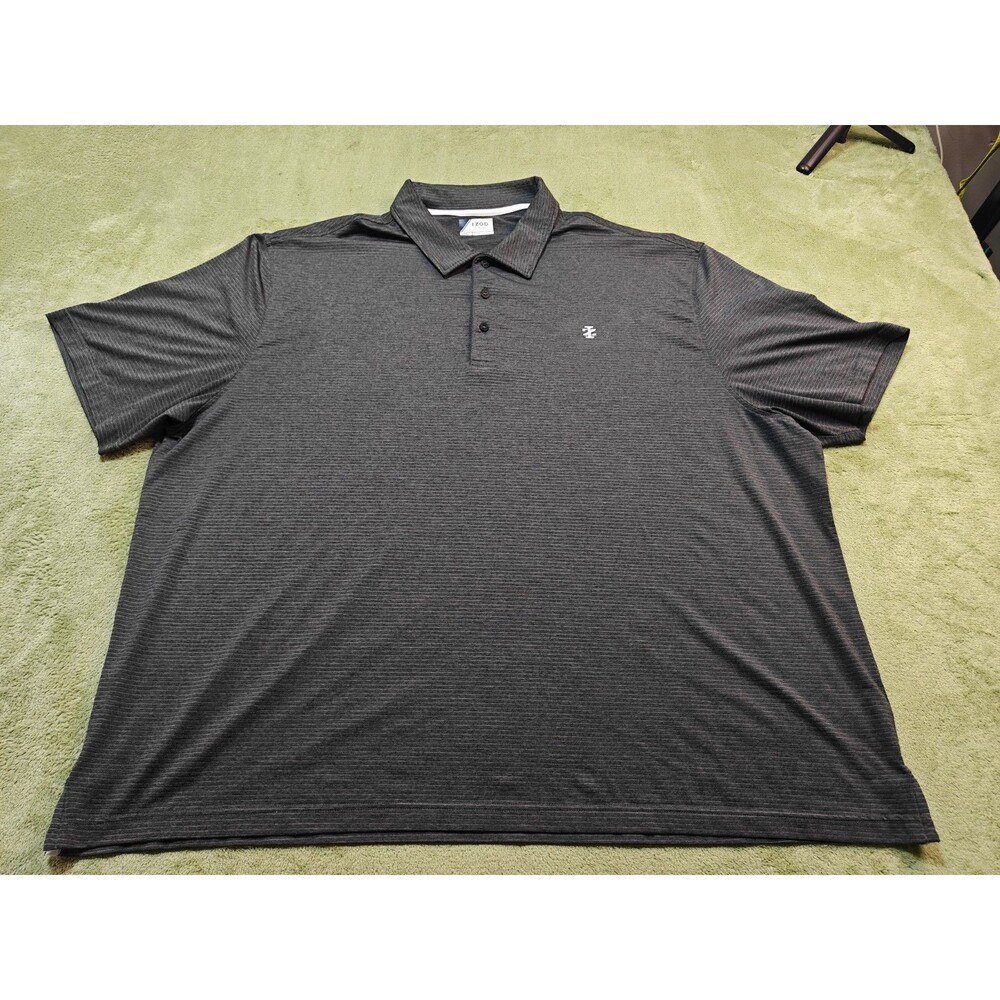 IZOD Golf 3XL Polo Shirt Mens Gray Striped Performance Stretch SwingFlex Big Tal